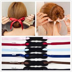 img 4 attached to 🎀 Elegant Cloth Magic Clip French Twist Bum Maker Holder Roll Rings Donut Updo Chignon Former Pads Foam Sponge Hairstyling Curler Braid Ponytail Hair Style Styling Tool Party Hair Accessories - 3Pieces