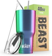 🌈 greens steel beast 40oz rainbow tumbler - stainless steel vacuum insulated coffee ice cup with double wall for travel flask логотип