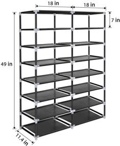 img 4 attached to Организуйте свой шкаф с помощью органайзера для хранения обуви ERONE - портативного шкафа для обуви с двойным рядом, вмещающего 28 пар, с полным чехлом из неноутного материала в черном цвете.