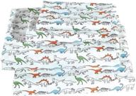 🌿 new mk home 4pc queen sheet set for teens - white dinosaur | light blue | green | orange logo