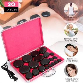 img 3 attached to Hot Stones Massage Set: 20 Basalt Stones with Heater Kit - Professional & Home Spa, Relax, Heal, Relieve Pain