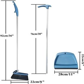 img 3 attached to 🧹 Efficient Indoor Cleaning: NewFerU Upright Dustpan Angle Broom Combo – 36" Metal Handle, Rubber Lip - Ideal for Office, Home, Kitchen, Garage (Grey+Blue)