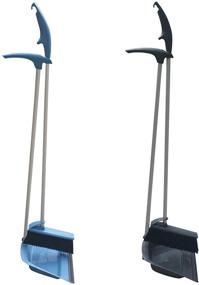 img 4 attached to 🧹 Efficient Indoor Cleaning: NewFerU Upright Dustpan Angle Broom Combo – 36" Metal Handle, Rubber Lip - Ideal for Office, Home, Kitchen, Garage (Grey+Blue)