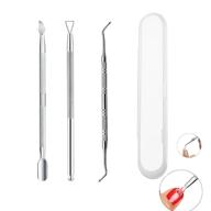 💅 stainless steel triangle cuticle pusher & gel nail polish remover tool set + ingrown toenail tool in plastic box logo