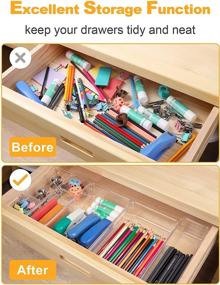 img 1 attached to SMARTAKE 22-Piece Drawer Organizer Set: Clear Trays with Non-Slip Silicone Pads for Efficient Storage in Bedroom, Office, and Kitchen - Perfect for Makeup, Jewelries, Utensils, and More!