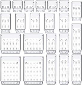 img 4 attached to SMARTAKE 22-Piece Drawer Organizer Set: Clear Trays with Non-Slip Silicone Pads for Efficient Storage in Bedroom, Office, and Kitchen - Perfect for Makeup, Jewelries, Utensils, and More!
