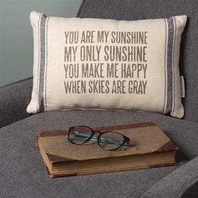 img 1 attached to Primitives by Kathy 3-Stripe You Are My Sunshine Throw Pillow - 15.5 x 10-Inch: A Cozy and Heartwarming Addition to Your Décor