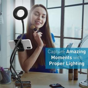 img 3 attached to 📸 Macally Selfie Ring Light Phone Holder - Enhance Your Setting - 3.5&#34; Clip Ring Light with Phone Holder for Video Recording, Flexible Goosenecks, Adjustable Lighting (3 Modes,10 Brightness Levels)