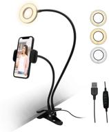 📸 macally selfie ring light phone holder - enhance your setting - 3.5&#34; clip ring light with phone holder for video recording, flexible goosenecks, adjustable lighting (3 modes,10 brightness levels) logo