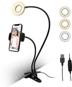 img 4 attached to 📸 Macally Selfie Ring Light Phone Holder - Enhance Your Setting - 3.5&#34; Clip Ring Light with Phone Holder for Video Recording, Flexible Goosenecks, Adjustable Lighting (3 Modes,10 Brightness Levels)