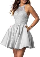 👗 stylish and convenient: naxy women's sleeveless applique beaded short homecoming dresses with pockets logo