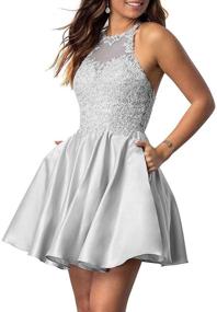 img 1 attached to 👗 Stylish and Convenient: NaXY Women's Sleeveless Applique Beaded Short Homecoming Dresses With Pockets