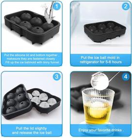 img 1 attached to 🍶 Round Ice Ball Spheres Silicone Ice Cube Trays Mold Combo (6 Black Round Ice Ball)