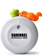 🐿️ cute squirrel mechanical kitchen timer clock, 60 minutes, loud alarm, grey, with magnet – perfect manual timer for cooking and kitchen; highly efficient kitchen utensil for better time management logo