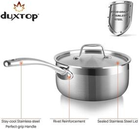 img 2 attached to 🍳 Набор кухонной посуды Duxtop Whole-Clad Tri-Ply из нержавеющей стали для индукционной плиты: премиум-набор из 14 кастрюль и сковородок.