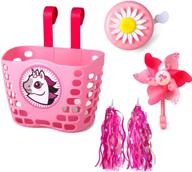 🚲 bike enjoy girl's bike accessories set - pink design with basket, tassels, flower bell, windmill - easy installation - 5 piece set of bicycle accessories logo