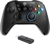 easysmx wireless gaming controller: gamepad joystick for windows pc/ps3/android tv box - 14 hours battery life, dual vibration, plug and play - switch wired compatible with 4 customized buttons logo