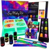 🧼 diy natural soap making kit for adults - create your own soap with melt and pour technique; includes 6 essential oils, silicone soap mold, dried flowers, 2lbs of shea butter soap base, 4 vibrant colors, and 9 customizable labels logo