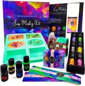 img 4 attached to 🧼 DIY Natural Soap Making Kit for Adults - Create Your Own Soap with Melt and Pour Technique; Includes 6 Essential Oils, Silicone Soap Mold, Dried Flowers, 2lbs of Shea Butter Soap Base, 4 Vibrant Colors, and 9 Customizable Labels