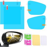 enhanced car rearview mirror film: rainproof, waterproof, anti fog, clear nano coating for car rear view mirrors & side windows - set of 4 pieces logo