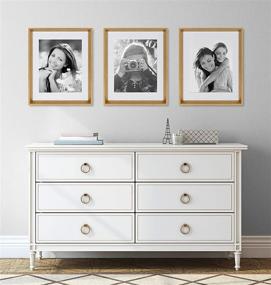 img 1 attached to 🖼️ Set of 2 Kate and Laurel Calter Modern Gold Wall Picture Frames, Matted to 11x14 - 14x18 Size