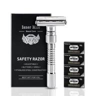 🪒 20 stainless steel double edge safety razor blades with butterfly mechanism - long handle shaving razor for men, adjustable and close shaving razor for him, husband, boyfriend logo