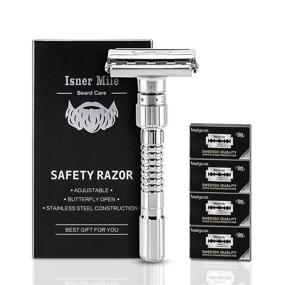 img 4 attached to 🪒 20 Stainless Steel Double Edge Safety Razor Blades with Butterfly Mechanism - Long Handle Shaving Razor for Men, Adjustable and Close Shaving Razor for Him, Husband, Boyfriend