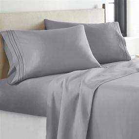 img 4 attached to 🛏️ YIYEA Queen Sheets Set: Breathable Microfiber Fabric, 16" Deep Pockets, Moisture Wicking, Wrinkle Free, Super Soft Bedding Set - 4 Pcs