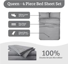 img 3 attached to 🛏️ YIYEA Queen Sheets Set: Breathable Microfiber Fabric, 16" Deep Pockets, Moisture Wicking, Wrinkle Free, Super Soft Bedding Set - 4 Pcs