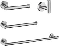 nolimas 4-piece brushed nickel bathroom hardware set - sus304 stainless steel round wall mounted - includes 24-inch & 13.5-inch towel bars, toilet paper holder, robe towel hooks, bathroom accessories kit logo