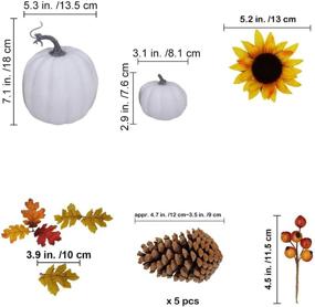 img 3 attached to Fall Decorating Kit with Winlyn Artificial White Pumpkins Set, Pine Cones, Fall Leaves, Sunflower Heads, and Berries for Thanksgiving, Halloween, and Party Decor