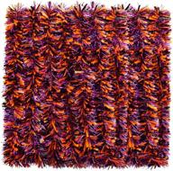 🎃 willbond halloween tinsel garland: shiny metallic hanging decorations for indoor and outdoor party decor - orange, black, and purple filaments logo