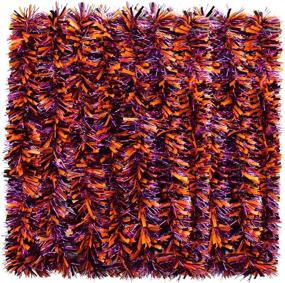 img 4 attached to 🎃 WILLBOND Halloween Tinsel Garland: Shiny Metallic Hanging Decorations for Indoor and Outdoor Party Decor - Orange, Black, and Purple Filaments