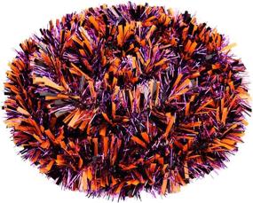 img 2 attached to 🎃 WILLBOND Halloween Tinsel Garland: Shiny Metallic Hanging Decorations for Indoor and Outdoor Party Decor - Orange, Black, and Purple Filaments