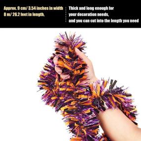 img 1 attached to 🎃 WILLBOND Halloween Tinsel Garland: Shiny Metallic Hanging Decorations for Indoor and Outdoor Party Decor - Orange, Black, and Purple Filaments