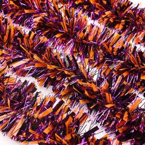 img 3 attached to 🎃 WILLBOND Halloween Tinsel Garland: Shiny Metallic Hanging Decorations for Indoor and Outdoor Party Decor - Orange, Black, and Purple Filaments