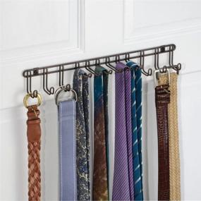 img 2 attached to 🗄️ mDesign Metal Wall Mount Closet Storage Organizer Rack for Ties, Belts, Scarves - 2 Pack, Bronze