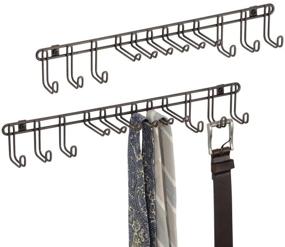 img 4 attached to 🗄️ mDesign Metal Wall Mount Closet Storage Organizer Rack for Ties, Belts, Scarves - 2 Pack, Bronze