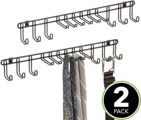 img 3 attached to 🗄️ mDesign Metal Wall Mount Closet Storage Organizer Rack for Ties, Belts, Scarves - 2 Pack, Bronze