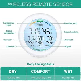 img 2 attached to ORIA Wireless Digital Thermometer with 3 Remote Sensors: Indoor Outdoor Temperature Monitor for Home, Office, Bedroom - LCD Backlight, Hygrometer Humidity Gauge