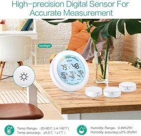 img 3 attached to ORIA Wireless Digital Thermometer with 3 Remote Sensors: Indoor Outdoor Temperature Monitor for Home, Office, Bedroom - LCD Backlight, Hygrometer Humidity Gauge