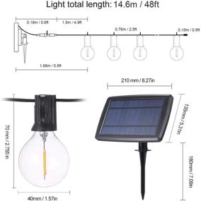 img 2 attached to 🌞 Outdoor Solar String Lights - 48 Feet Waterproof G40 Globe Patio Lights with 20 Shatterproof LED Bulbs for Backyard, Balcony, Bistro, and Party Decor - Solar Powered Patio Light String