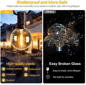 img 3 attached to 🌞 Outdoor Solar String Lights - 48 Feet Waterproof G40 Globe Patio Lights with 20 Shatterproof LED Bulbs for Backyard, Balcony, Bistro, and Party Decor - Solar Powered Patio Light String