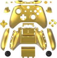 wps chrome color case housing full shell set + buttons, bumpers & rails for xbox one s slim controllers | chrome gold for 1807 version logo