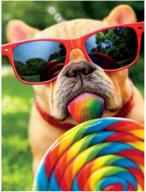 🐶 ginfonr 5d diamond painting kit: lollipop sunglasses dog full drill by number kits for french bulldog diy paint with diamonds - colorful sugar rhinestone craft decor for home (12x16 inch) logo