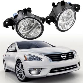 img 3 attached to High-Quality 9-LED Fog Lights with Real Glass Lens 🔦 for Nissan Rogue Altima Sentra Maxima Versa Pathfinder (Set of 2)