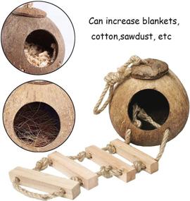 img 2 attached to 🏡 Enhance Your Small Pet's Habitat with Kathson Natural Coconut Hut Hamster Hiding House - Perfect for Gerbils, Rats, Mice, and Guinea Pigs