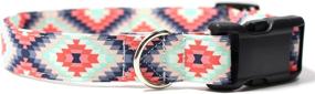 img 1 attached to 🐶 Ruff Roxy Aztec Summer Pink and Mint: Trendy Designer Cotton Dog Collar - Adjustable and Handmade Fabric Collars for Your Pooch