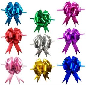 img 2 attached to 🎀 CSPRING 18PCS Vibrant 5 Inch Wide Pull Bows with Ribbon String for Easter and Wedding Car Decor