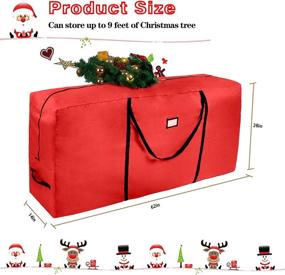 img 3 attached to Christmas Tree Storage Bag Waterproof - Heavy Duty 9ft Artificial Disassembled Trees Holiday Extra Large Decorations Tote Bags - Oxford Carry Handles for Easy Transport - Clearance Red Gift for Men and Women